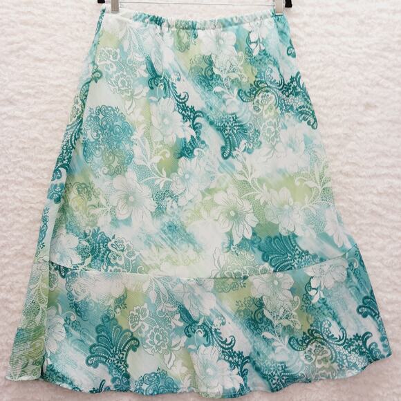 Skirt Midi Alfred Dunner Chiffon Bloomcore Fairy Whimsycore Coastal Y2K Size 12 - Picture 2 of 12